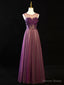 Purple Floral Long Lace Prom Dresses, Purple Floral Long Lace Formal Evening Dresses