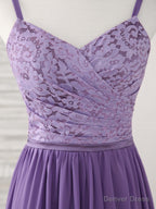 Purple Lace Chiffon Long Prom Dress Purple Bridesmaid Dresses