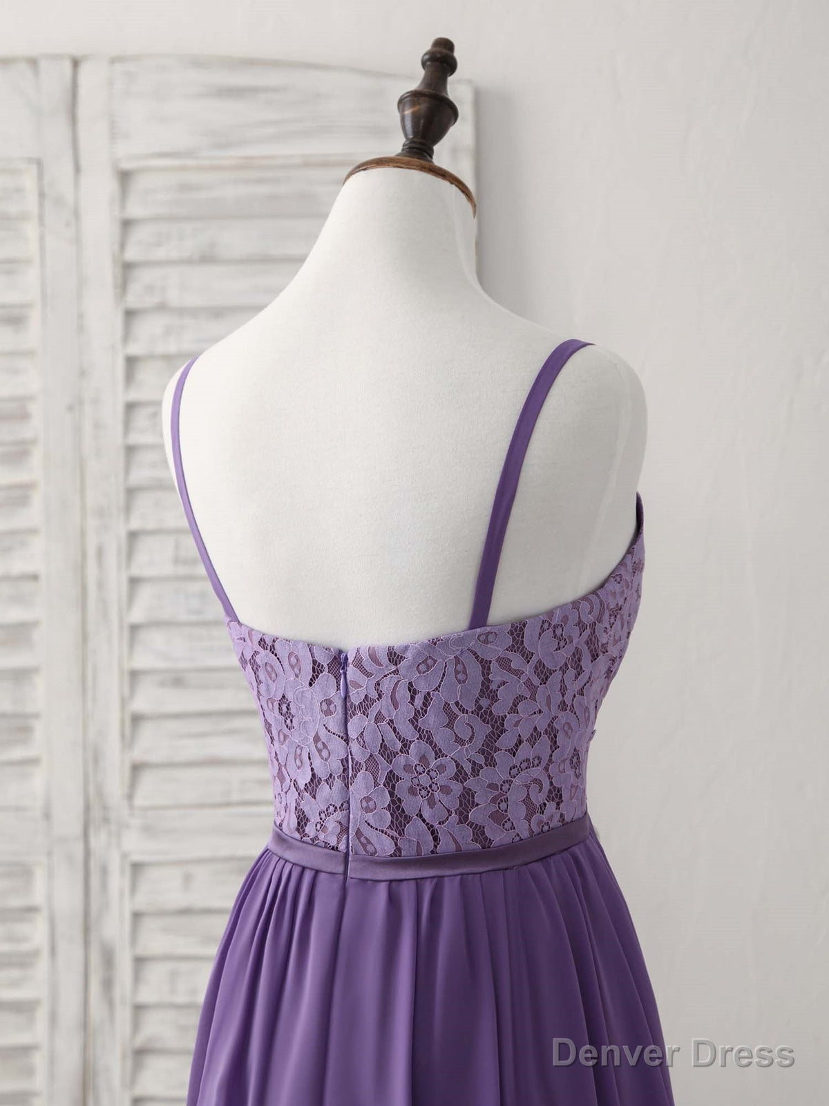 Purple Lace Chiffon Long Prom Dress Purple Bridesmaid Dresses