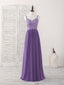 Purple Lace Chiffon Long Prom Dress Purple Bridesmaid Dresses
