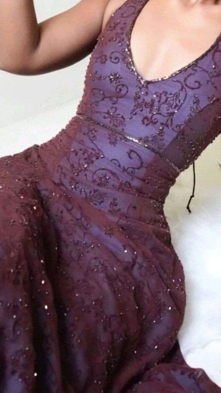 Purple Lace Halter Prom Dress Long Prom Dresses, Secondary image