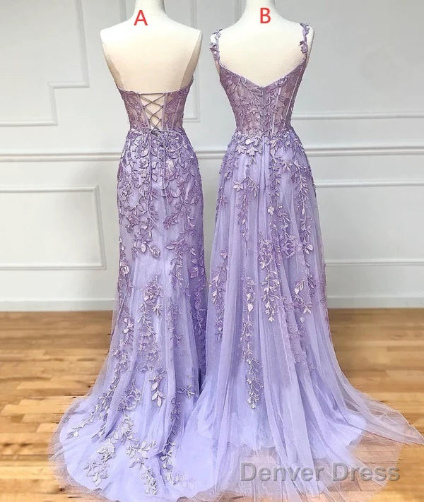 Purple Lace Long Prom Dress Secondary image