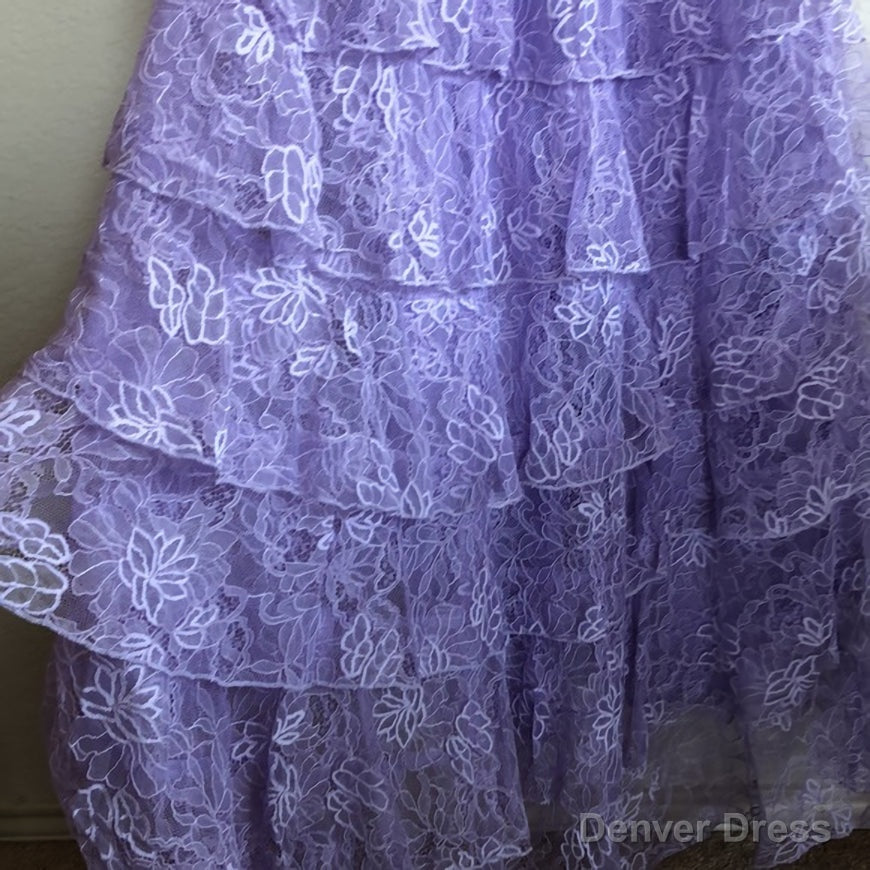 Purple Lace Long Prom Dress Backless Prom Dress Stunning Maxi Dresses