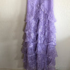 Purple Lace Long Prom Dress Backless Prom Dress Stunning Maxi Dresses