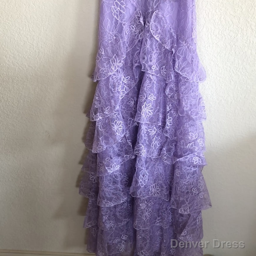 Purple Lace Long Prom Dress Backless Prom Dress Stunning Maxi Dresses