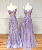 Purple Lace Long Prom Dress