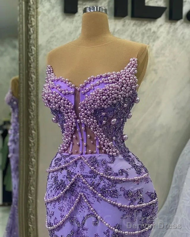Purple Mermaid Evening Dress Beaded Formal Prom Gown Secondary image