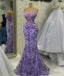 Purple Mermaid Prom Dresses Beaded Prom Gowns