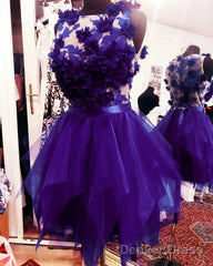 Purple Ruffles Homecoming Dress With 3D Flowers