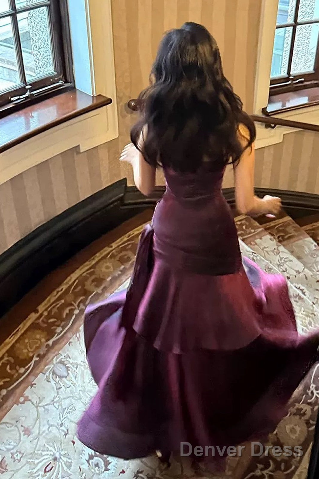 Purple Satin Straps Mermaid Long Formal Dress, Purple Prom Dress Evening Dress