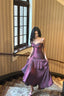 Purple Satin Straps Mermaid Long Formal Dress, Purple Prom Dress Evening Dress