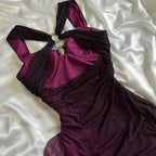 Purple Shiny Elegant Fashion Gradient Strap Long Tulle Ball Gowns Prom Dresses