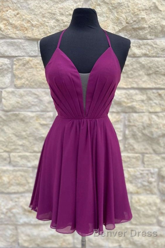 Purple Short A-Line Tulle Homecoming Dresses Main image
