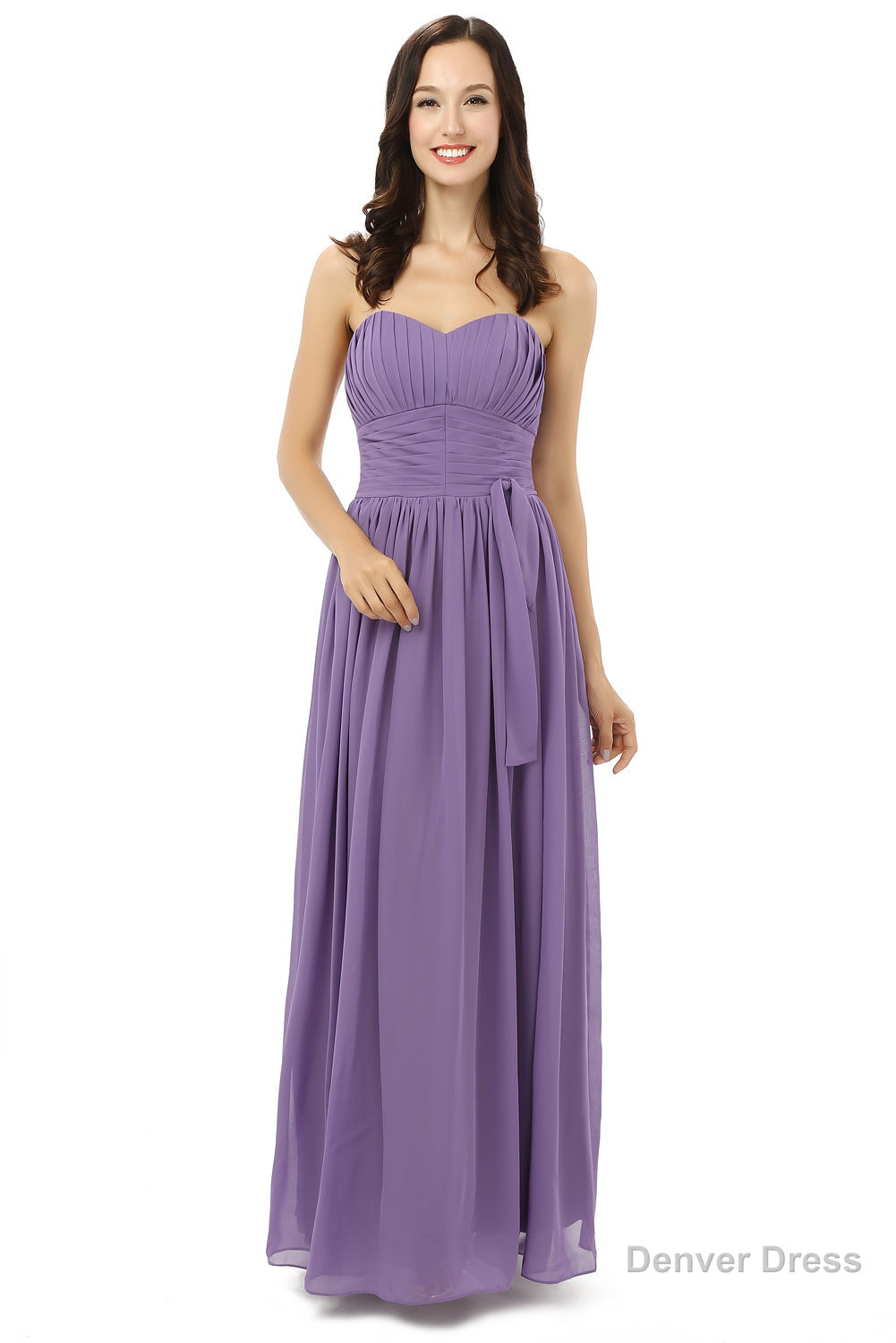 Purple Sleeveless Chiffon Long With Lace Up Bridesmaid Dresses Secondary image
