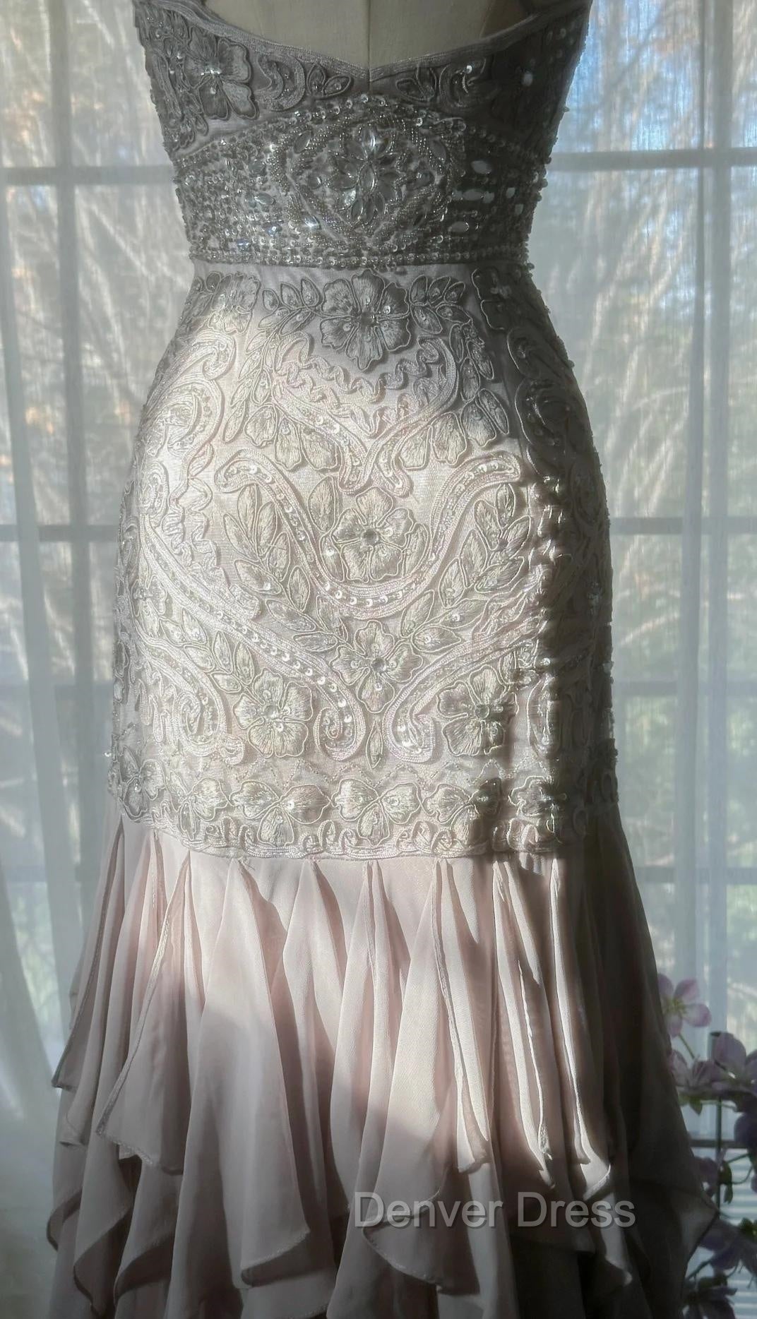 Purple Spaghetti Strap Bodycon Open Back Chiffon Sequin Long Prom Dresses Adult Ceremony Dresses With Appliques