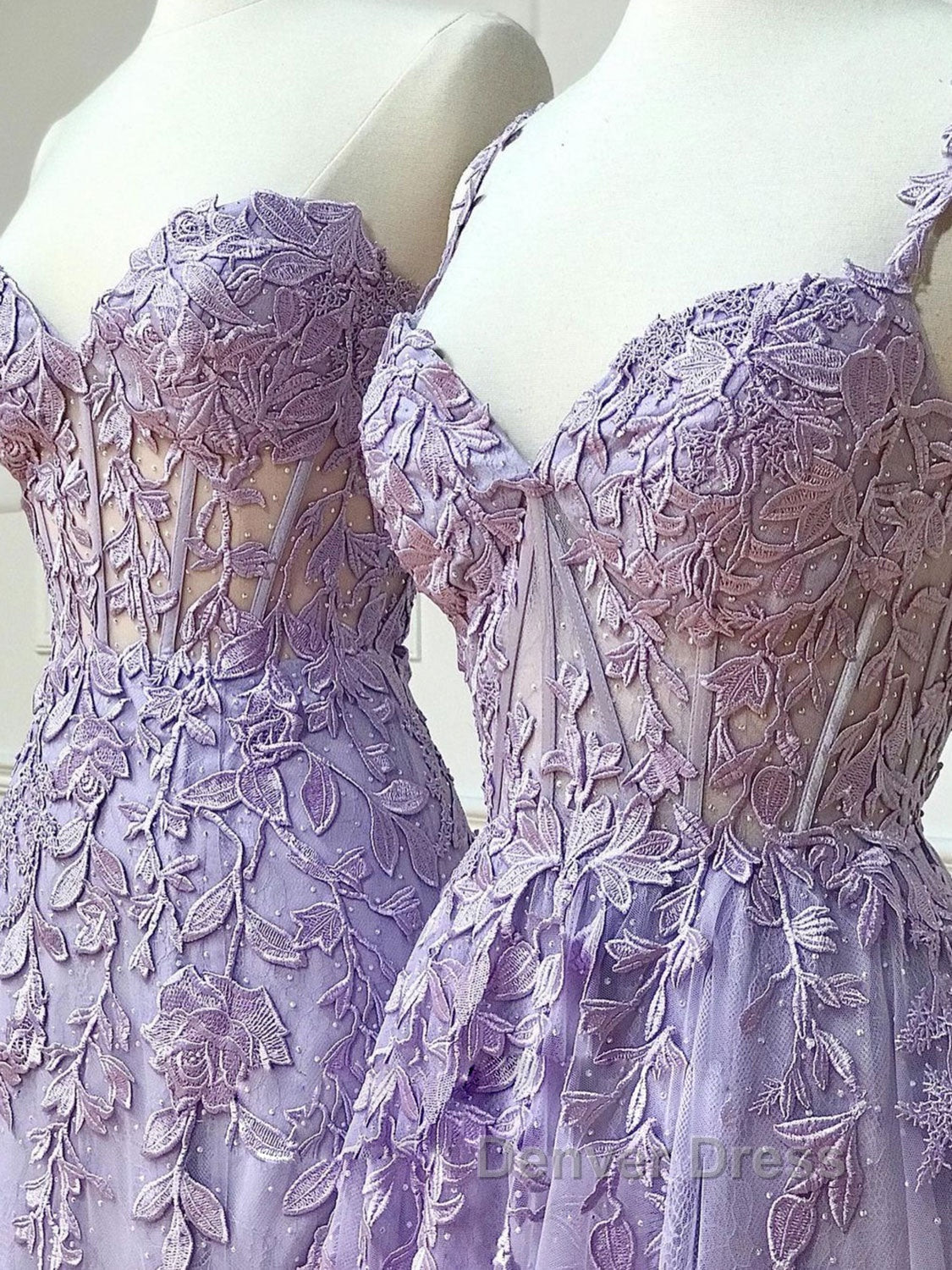 Purple sweetheart neck lace long prom Dress, lace Prom graduation Dresses