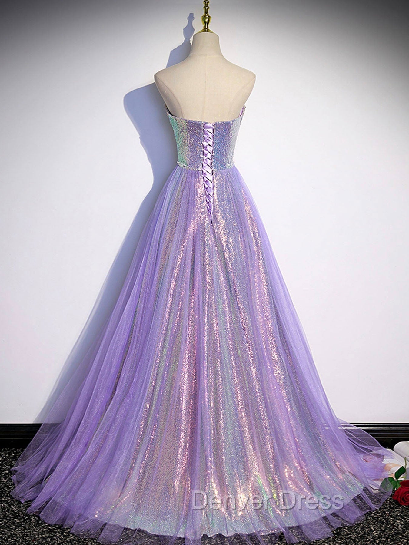 Purple Sweetheart Neck Long Prom Dresses Purple Formal Party Dresses