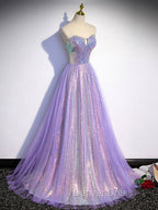 Purple Sweetheart Neck Long Prom Dresses Purple Formal Party Dresses