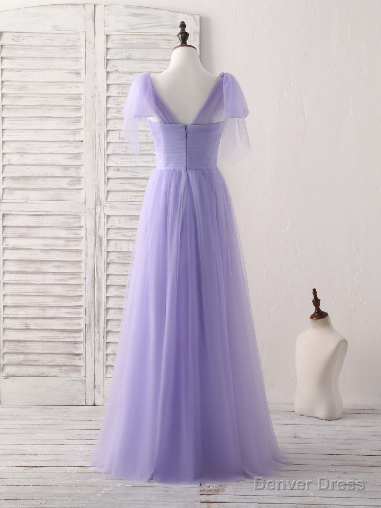 Purple Sweetheart Neck Tulle Long Prom Dress Purple Bridesmaid Dresses Secondary image