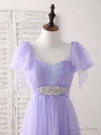 Purple Sweetheart Neck Tulle Long Prom Dress Purple Bridesmaid Dresses