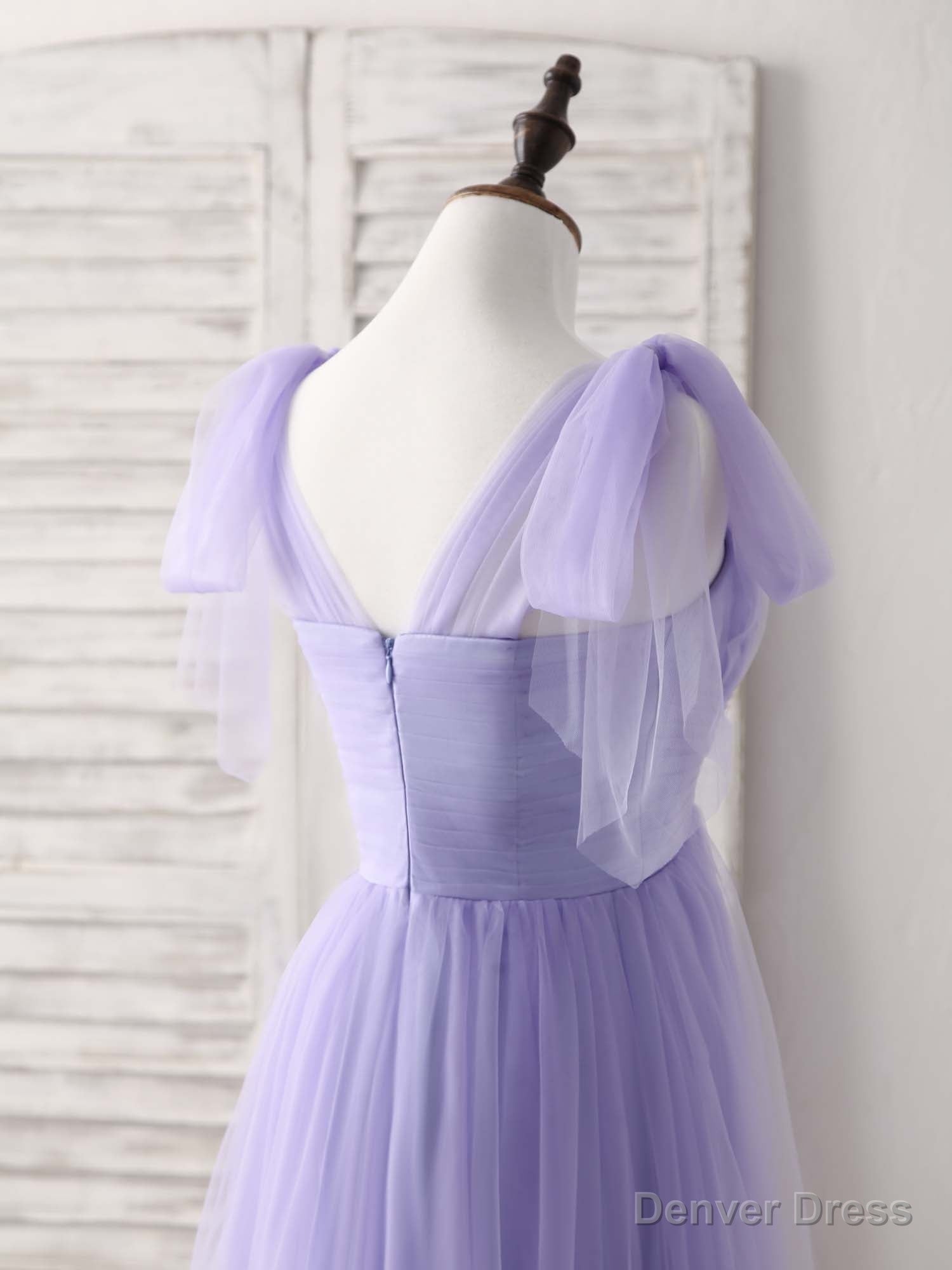 Purple Sweetheart Neck Tulle Long Prom Dress Purple Bridesmaid Dress