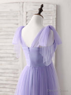 Purple Sweetheart Neck Tulle Long Prom Dress Purple Bridesmaid Dresses