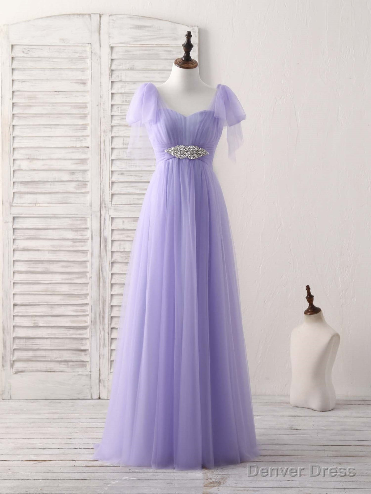 Purple Sweetheart Neck Tulle Long Prom Dress Purple Bridesmaid Dresses