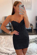 Purple Tight Short Homecoming Dresses with Appliques