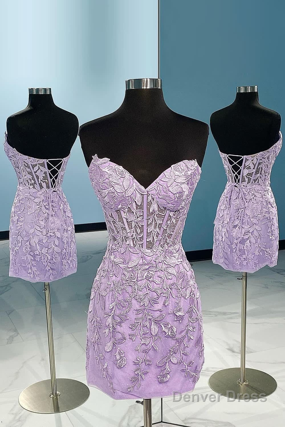 Purple Tight Short Homecoming Dresses with Appliques
