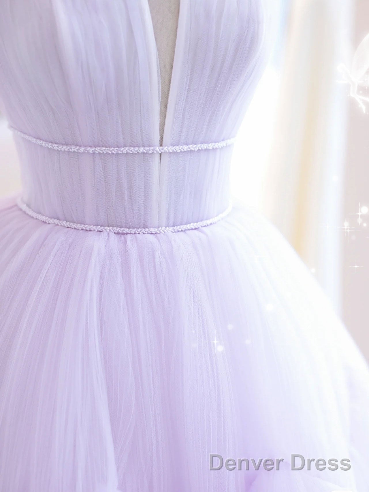 Purple  Tulle A Line Long Prom Dress, Tulle Long Evening Dress
