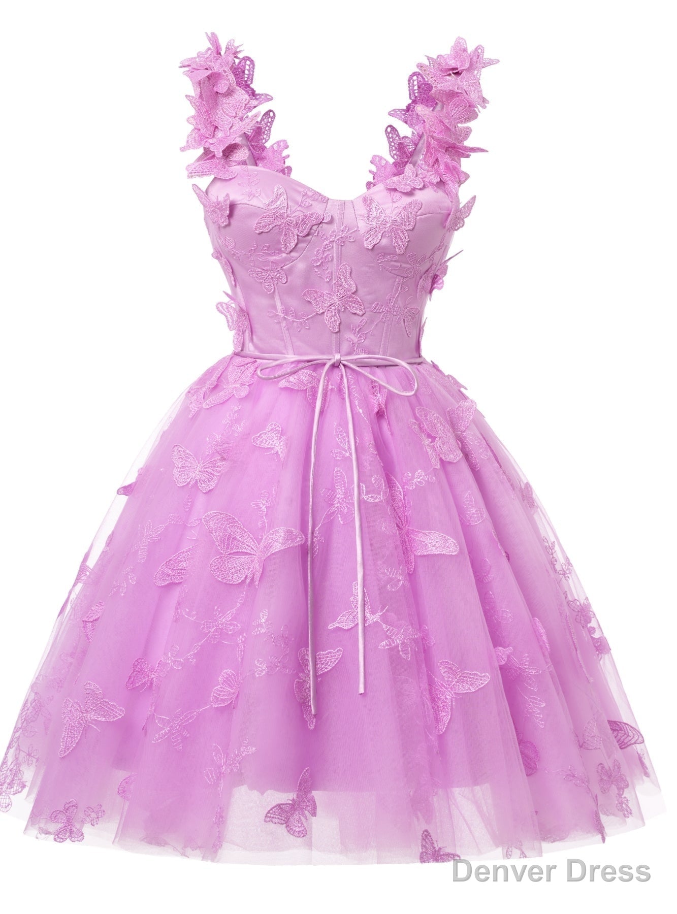 Purple Tulle Butterfly Appliques Homecoming Dress Main image