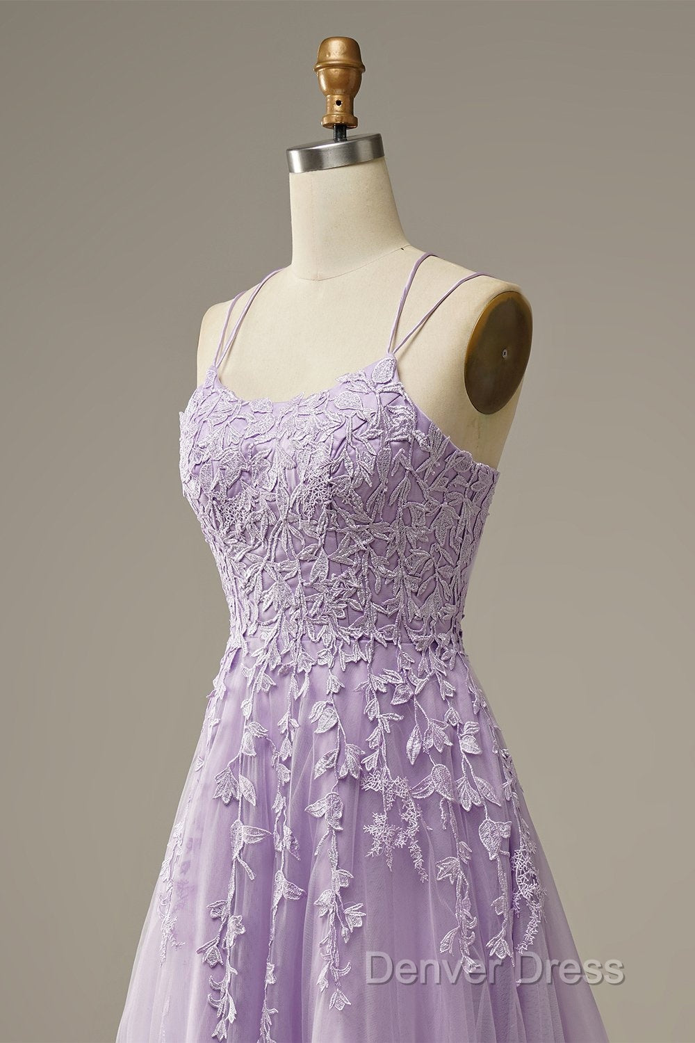 Purple Tulle Lace Long Prom Dresses Formal Dresses