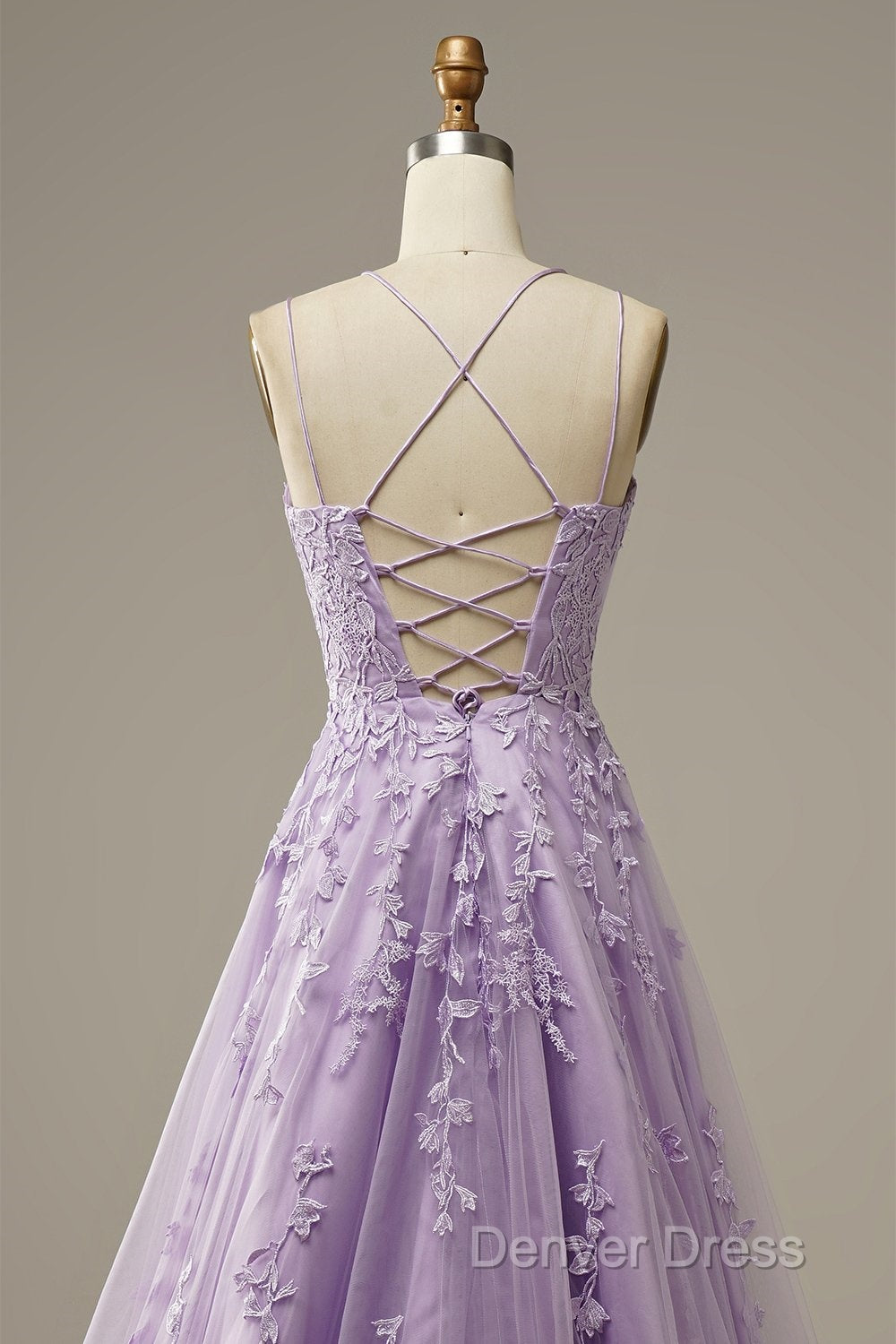 Purple Tulle Lace Long Prom Dresses Formal Dresses