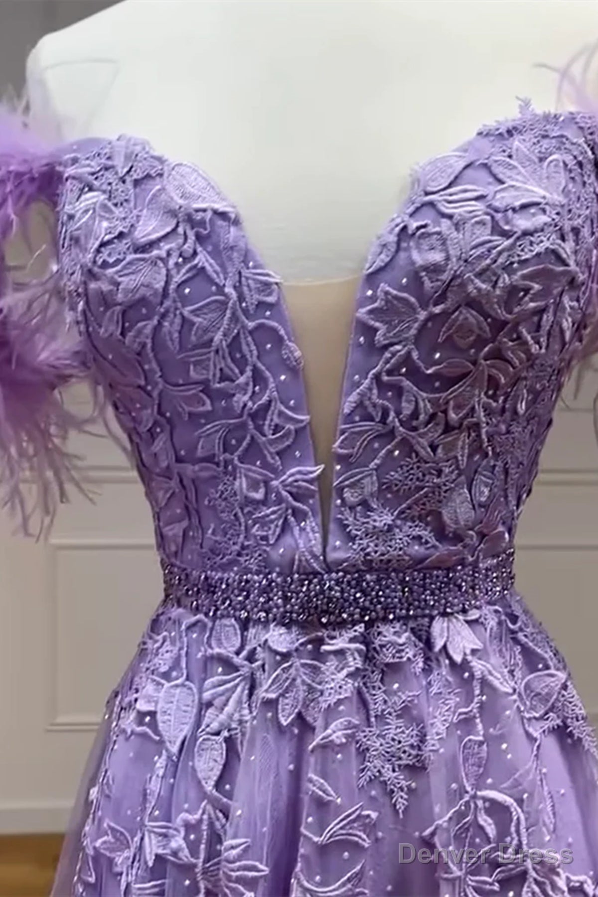 Purple Tulle Long Lace Prom Dress, Purple Tulle Long Lace Prom Dresses