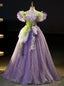 Purple Tulle Sequins Off the Shoulder Appliques Quinceanera Dress