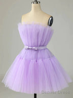 Purple?Tulle Short Prom Dress Purple Prom Homecoming Dresses