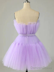 Purple?Tulle Short Prom Dress Purple Formal Homecoming Dress