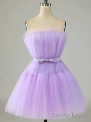 Purple?Tulle Short Prom Dress Purple Formal Homecoming Dress