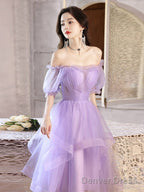 Purple Tulle Short Prom Dress, Purple Homecoming Dresses