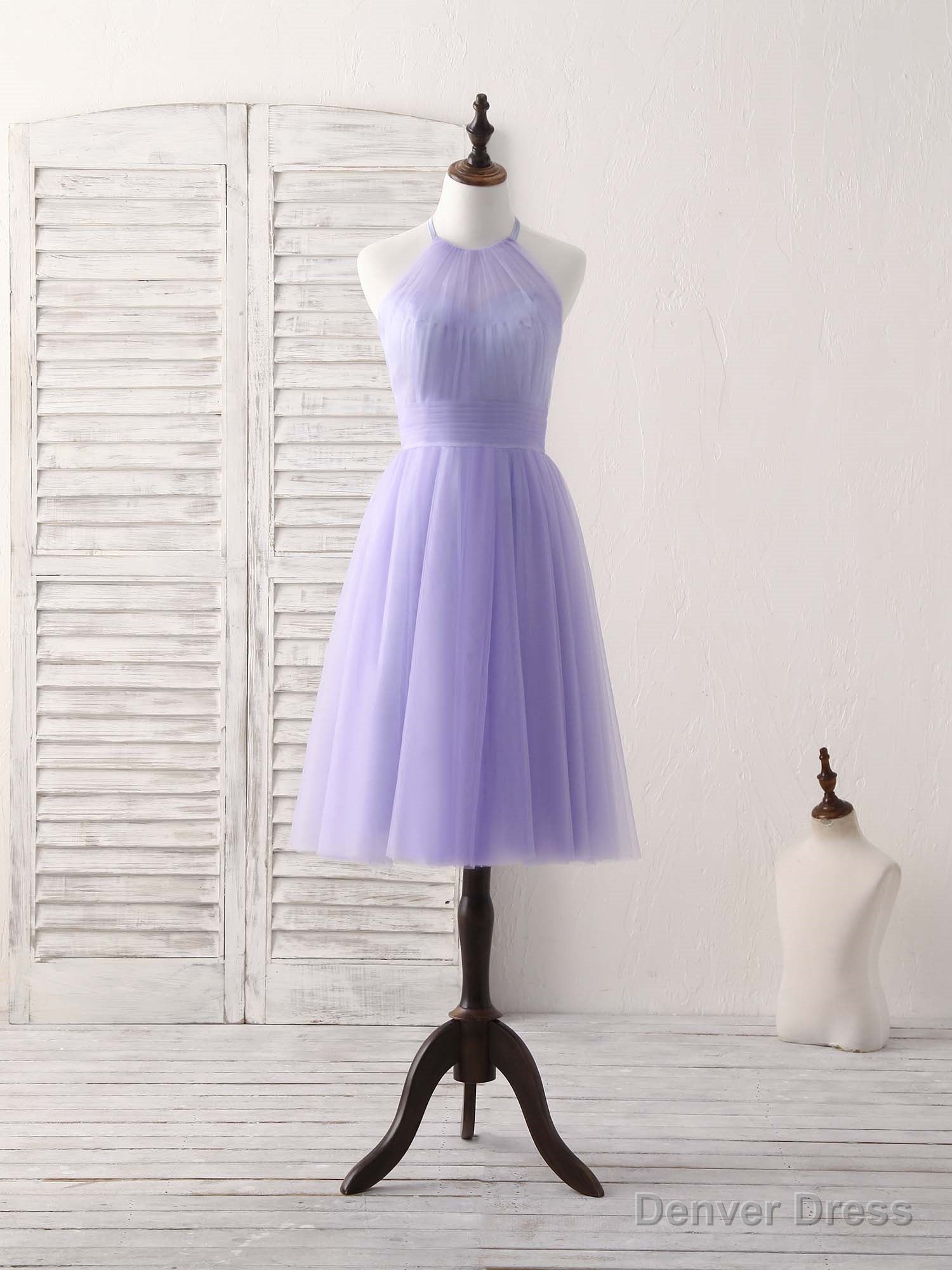 Purple Tulle Short Prom Dress, Simple Purple Homecoming Dresses