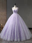 Purple Tulle Straps Quinceanera Dresses