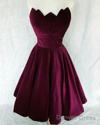 Purple Velvet Strapless Prom Dresses