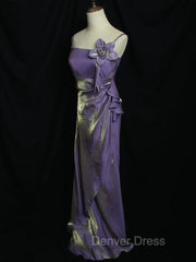 Purple Vintage Floral Embellished Sheath Gown Evening Dresses