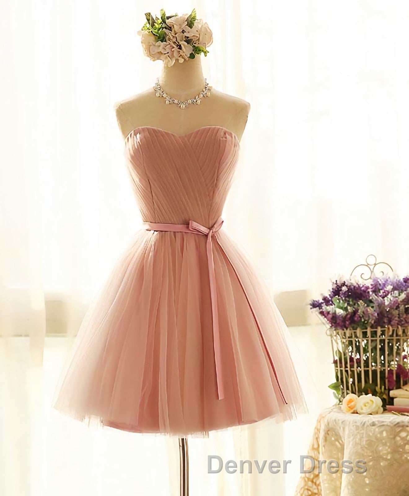 Cute Sweetheart Neck Tulle Short Prom Dress, Bridesmaid Dresses