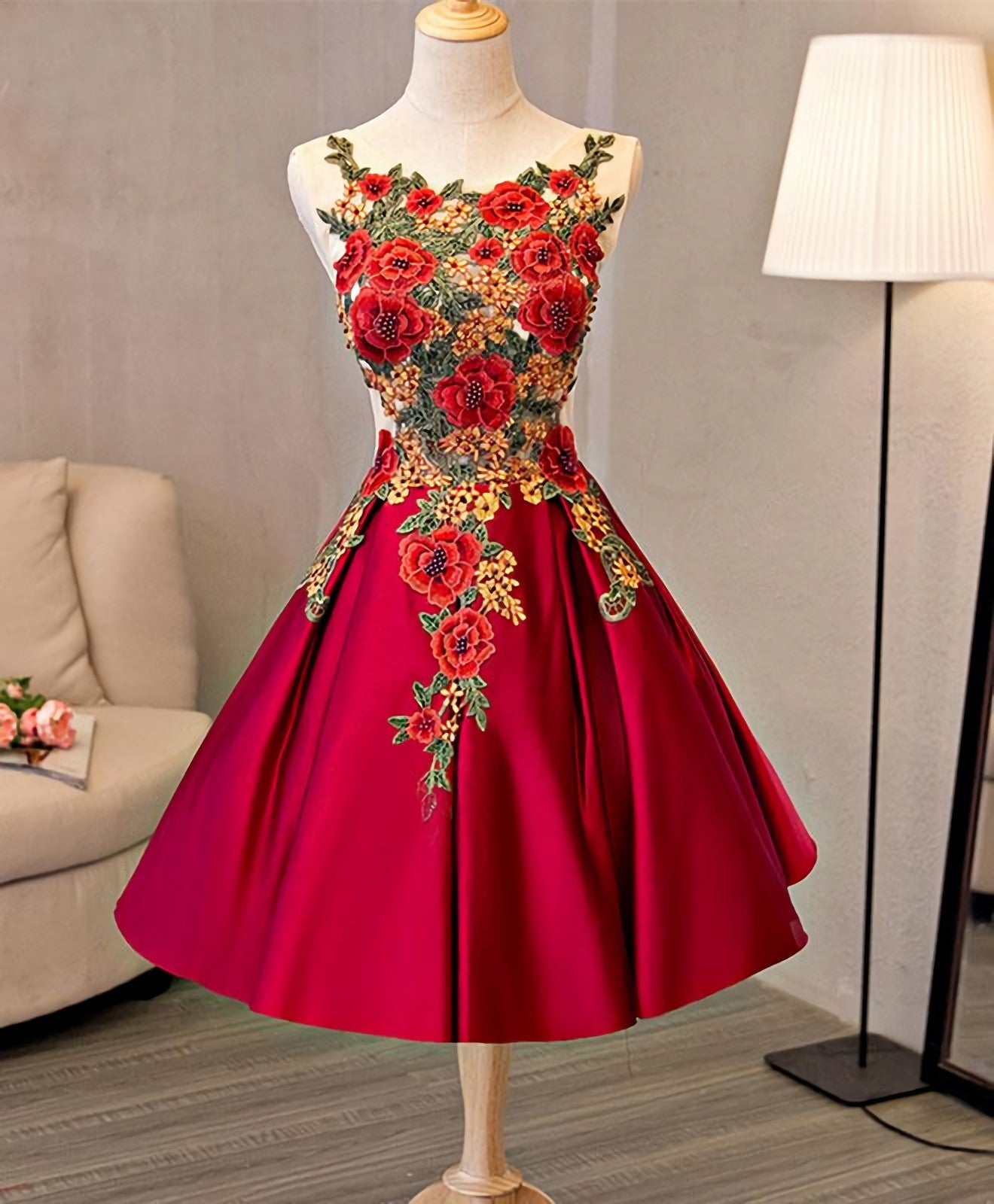 Cute A Line Lace Short Prom Dress Homecoming Dresses Main image