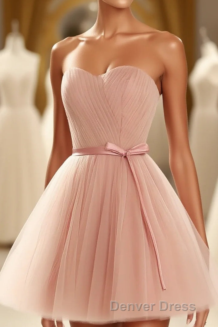 Cute Sweetheart Neck Tulle Short Prom Dresses, Bridesmaid Dresses Main image