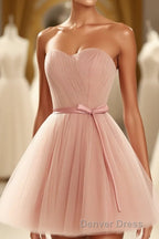 Cute Sweetheart Neck Tulle Short Prom Dresses, Bridesmaid Dresses