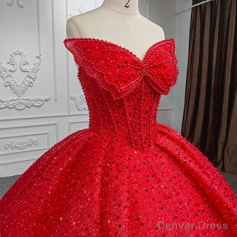Quinceanera Ball Gowns Red Sleeveless Sequined Dresses
