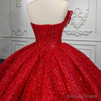 Quinceanera Ball Gowns Red Sleeveless Sequined Dresses