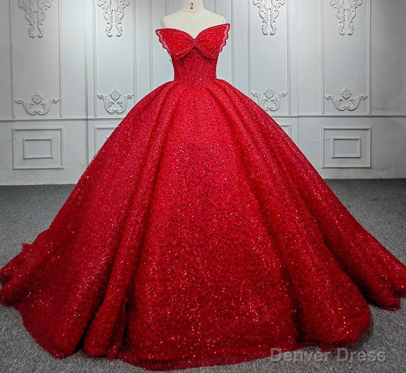 Quinceanera Ball Gowns Red Sleeveless Sequined Dresses Main image